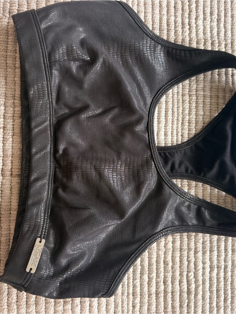 Bombshell Sportswear Black Textured Racerback Sports Bra